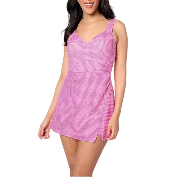 Isaac Mizrahi Other - Isaac Mizrahi Live! Bridgehampton Printed Swim Dress Wavy Stripe,Reg 14